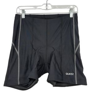 Quest Padded Bike Shorts Stretch Silicone Grip Bands Black Women's Size L